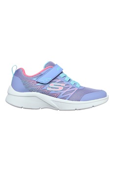 Skechers, Pantofi sport cu velcro Microspec, albastru lavanda, albastru aquamarin, roz