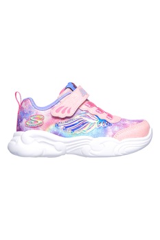 Skechers, Pantofi sport cu velcro si detalii stralucitoare Unicorn Storm, Roz/Purpuriu/Albastru Skechers, Pantofi sport cu velcro si detalii stralucitoare Unicorn Storm, Roz/Purpuriu/Albastru