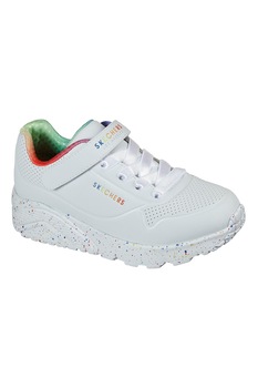 Skechers, Pantofi sport din piele ecologica cu inchidere velcro Uno Lite, Alb Skechers, Pantofi sport din piele ecologica cu inchidere velcro Uno Lite, Alb