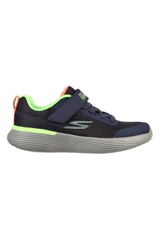 Skechers, Pantofi sport cu banda velcro Go Run 400, Bleumarin inchis/Verde lime