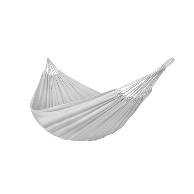 Hamac dublu XXL, pentru curte sau gradina, 260x150cm, 200kg, gri, cu 2 x Kit accesorii montare hamac sfoara si 2 carabine otel