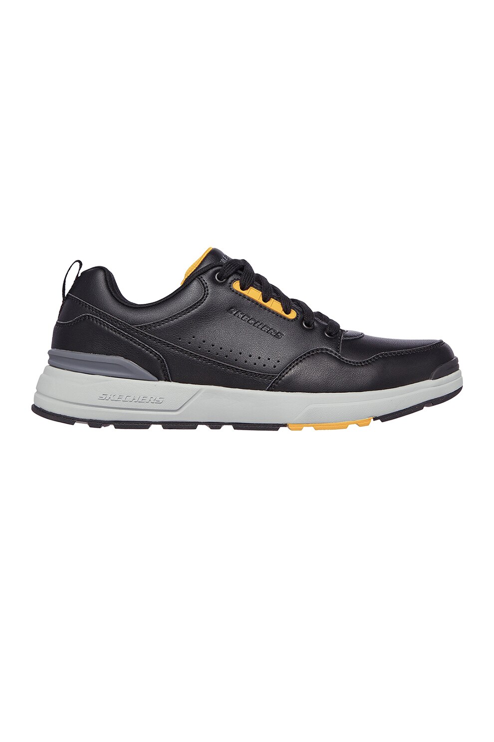 Skechers, Pantofi sport de piele ecologica Rozier Mancer, Negru