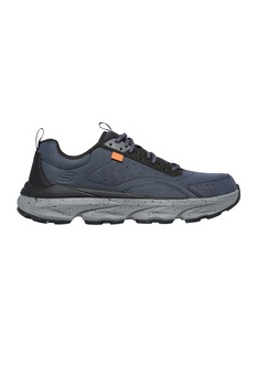 Skechers, Pantofi sport de piele ecologica Delmont Spardo, Albastru prafuit/Gri Skechers, Pantofi sport de piele ecologica Delmont Spardo, Albastru prafuit/Gri