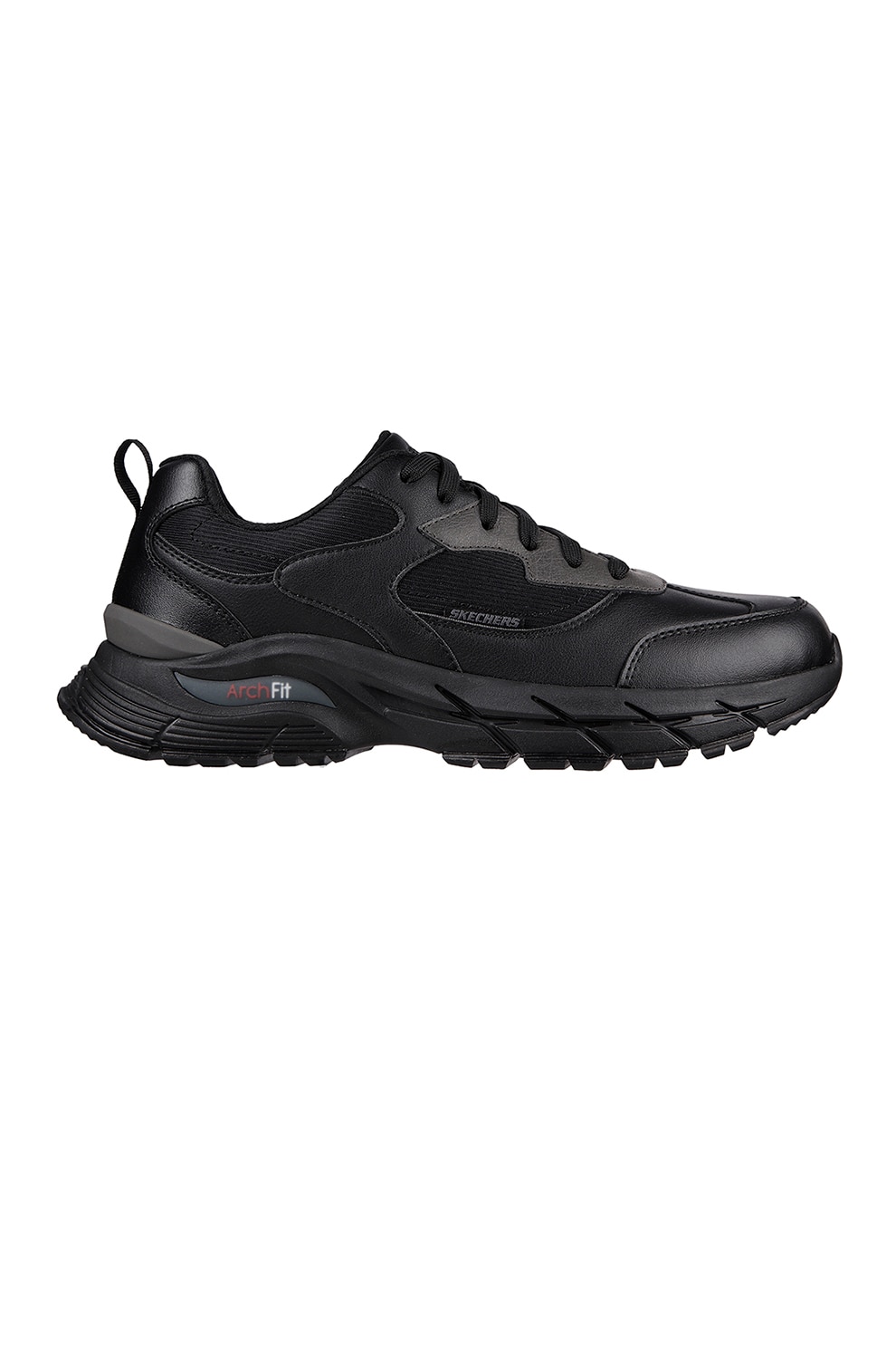 Skechers, Pantofi sport de piele ecologica si material textil Baxter Dwyer, Negru