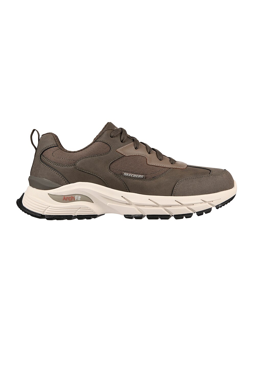Skechers, Pantofi sport de piele ecologica si material textil Baxter Dwyer, Verde militar