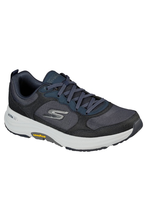 Skechers, Go Walk Outdoor Woodcrest műbőr és textil sneaker, Szürke/Tengerészkék