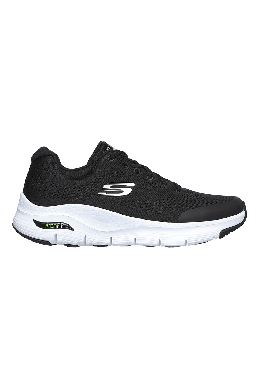 Skechers, Pantofi sport din textil cu insertii de piele ecologica Arch Fit, Negru/Alb