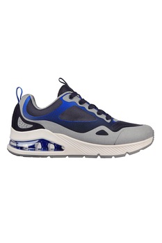 Skechers, Pantofi sport cu insertii din piele intoarsa UNO 2, Albastru/Gri Skechers, Pantofi sport cu insertii din piele intoarsa UNO 2, Albastru/Gri