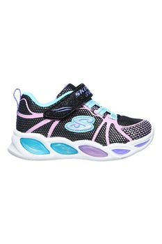 Skechers, Pantofi sport cu LED-uri S-Lights Shimmer Beams, Negru/Roz/Albastru aqua