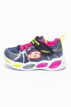 Skechers, Pantofi sport cu LED-uri S-Lights Shimmer Beams, Bleumarin/Fucsia/Argintiu Skechers, Pantofi sport cu LED-uri S-Lights Shimmer Beams, Bleumarin/Fucsia/Argintiu