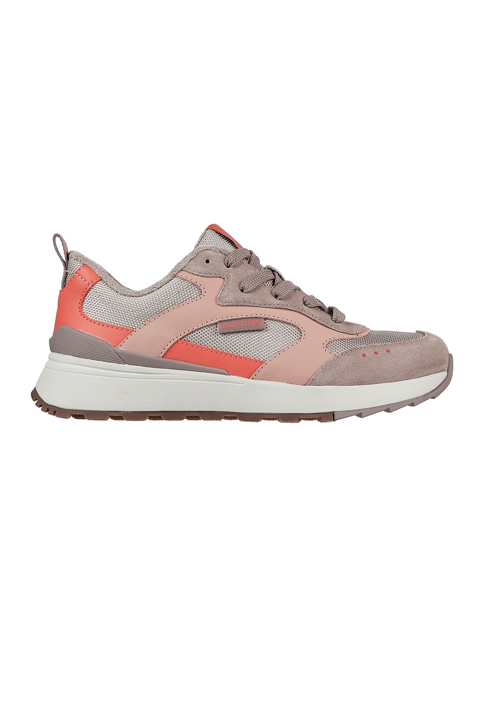 Skechers, Pantofi sport cu insertii de piele intoarsa ecologica Sunny Street, Gri deschis/Maro nisip