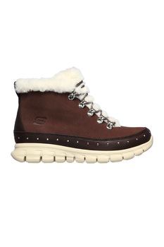 Skechers, Ghete de piele intoarsa cu aplicatii de nituri Synergy, Maro coniac/Alb Skechers, Ghete de piele intoarsa cu aplicatii de nituri Synergy, Maro coniac/Alb