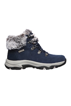 Skechers, Ghete impermeabile de piele intoarsa cu garnituri de blana sintetica Trego - Falls, Albastru prafuit Skechers, Ghete impermeabile de piele intoarsa cu garnituri de blana sintetica Trego - Falls, Albastru prafuit