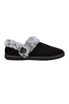 Skechers, Papuci de casa slip-on cu garnituri de blana sintetica Cozy Campfire, Negru/Gri, 38 Skechers, Papuci de casa slip-on cu garnituri de blana sintetica Cozy Campfire, Negru/Gri, 38