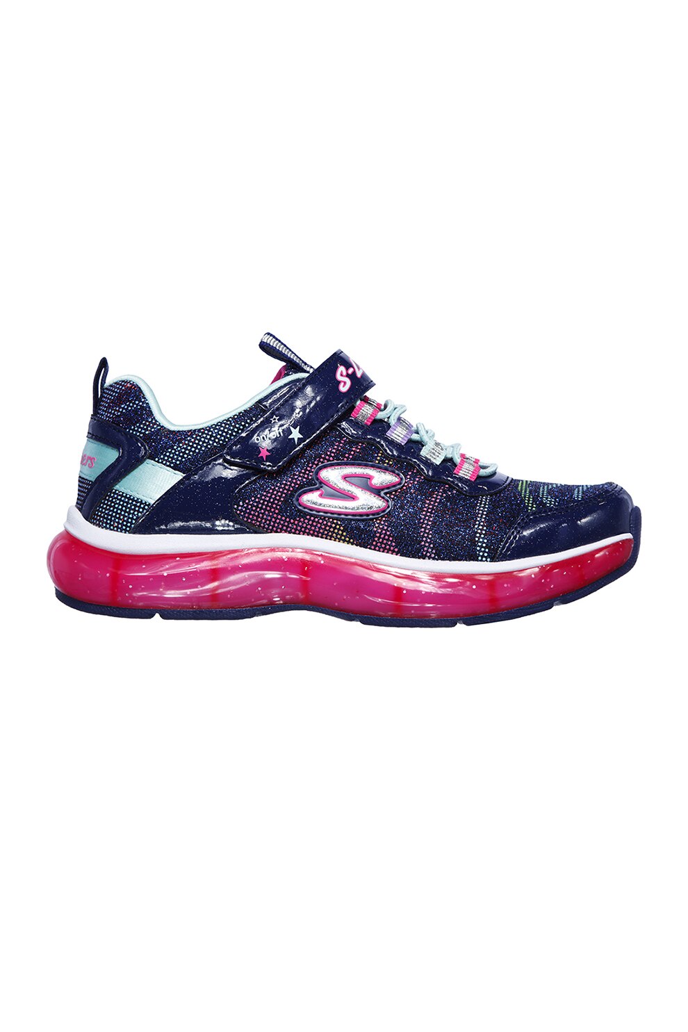 Skechers, Pantofi sport Light Spark, Bleumarin inchis/Alb/Roz