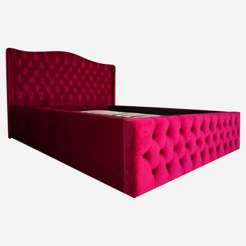 Pat Doha dublu cu somiera si spatiu de depozitare, rosu,180x200 cm Pat Doha dublu cu somiera si spatiu de depozitare, rosu,180x200 cm