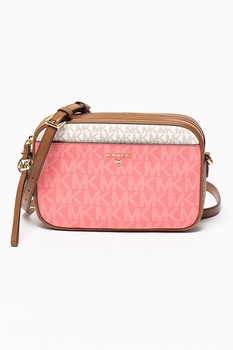 Michael Kors, Geanta crossbody cu imprimeu logo Jet Set Charm, Roz/Maro scortisoara Michael Kors, Geanta crossbody cu imprimeu logo Jet Set Charm, Roz/Maro scortisoara