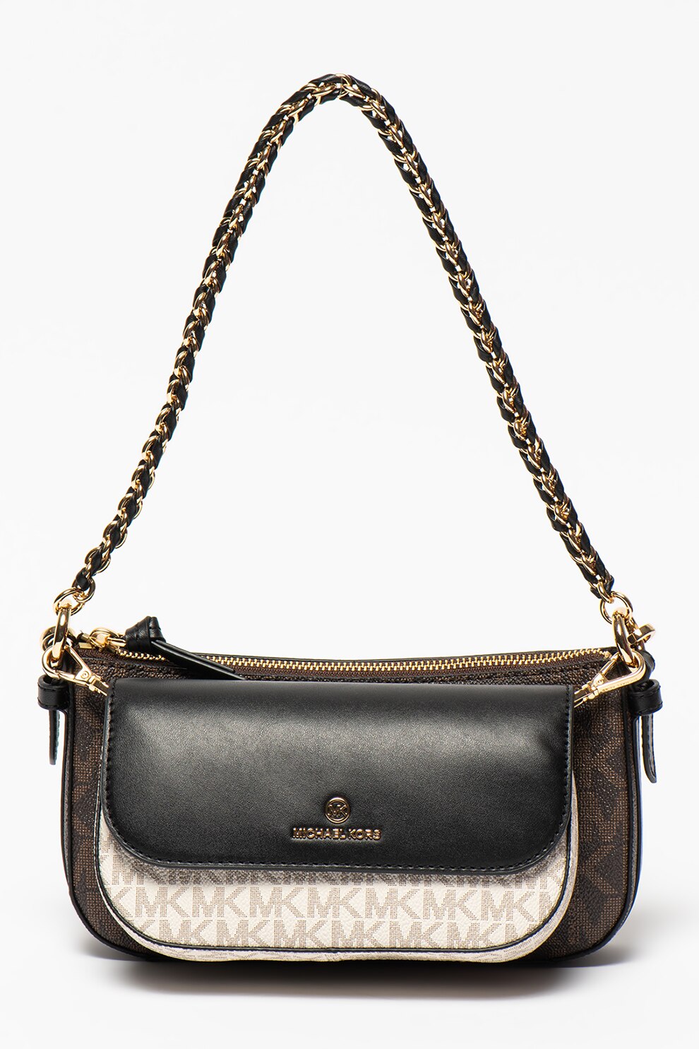 Michael Kors, Set de genti de umar cu model monograma Jet, Maro nisip/Maro inchis