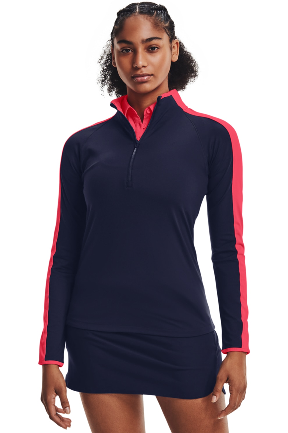 Under Armour, Bluza cu fenta cu fermoar Storm Golf, Bleumarin/Corai