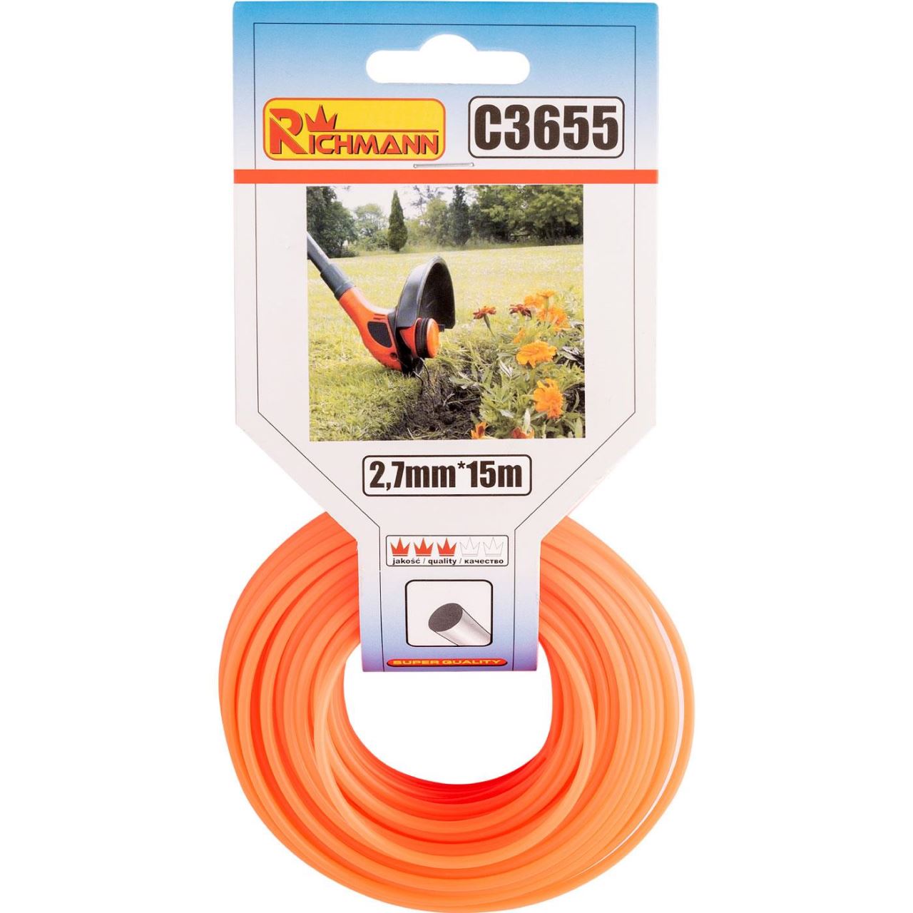 Fir rezerva cositoare, trimmer, ​​​​​​​ 2.7 mm x 15 m, Richmann