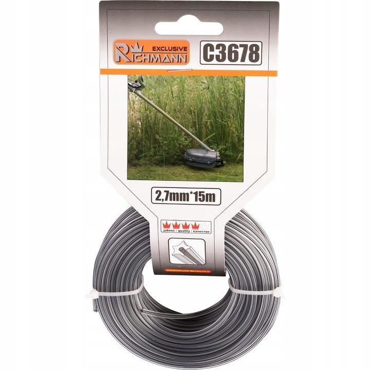 Fir rezerva motocoasa, trimmer cu insertie metalica, DUO, tip stea, 2.7 mm x 15 m, Richmann Exclusive