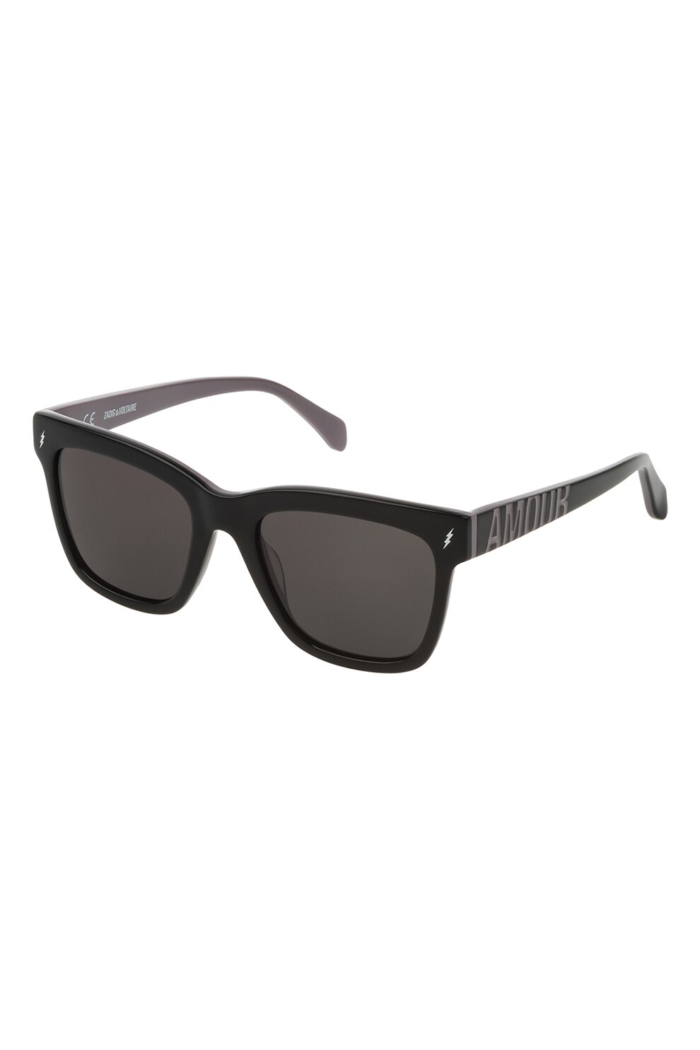 Zadig & voltaire, Ochelari de soare patrati cu detaliu text, Negru, 53-20-140 Standard