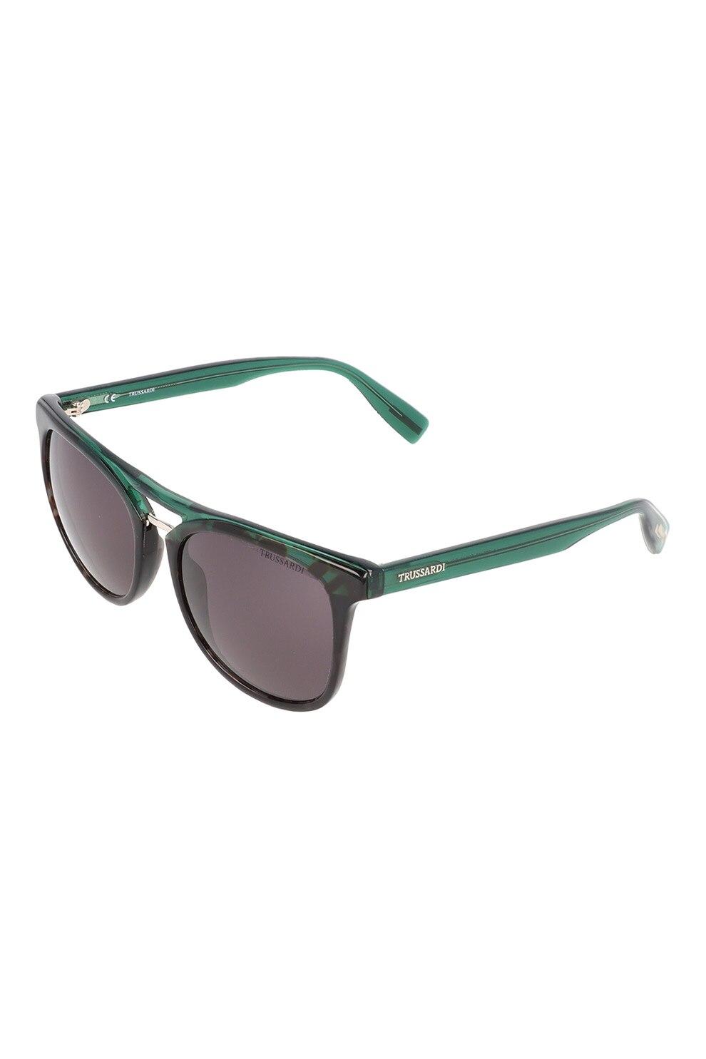 Trussardi, Ochelari de soare rotunzi cu logo, Verde/Negru, 53-19-145 Standard