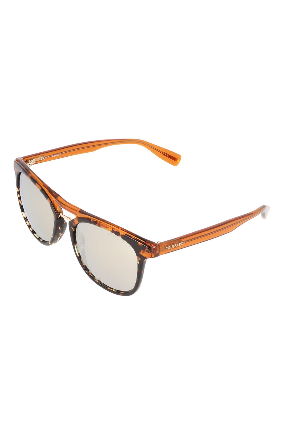Trussardi, Ochelari de soare rotunzi cu logo, Oranj/Negru, 53-19-145 Standard