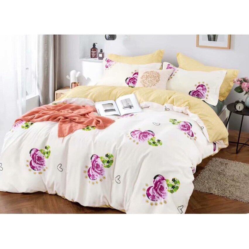 Set complet de lenjerie pentru pat dublu , din finet, cu 4 fete de perna, Evia Home FN010/48