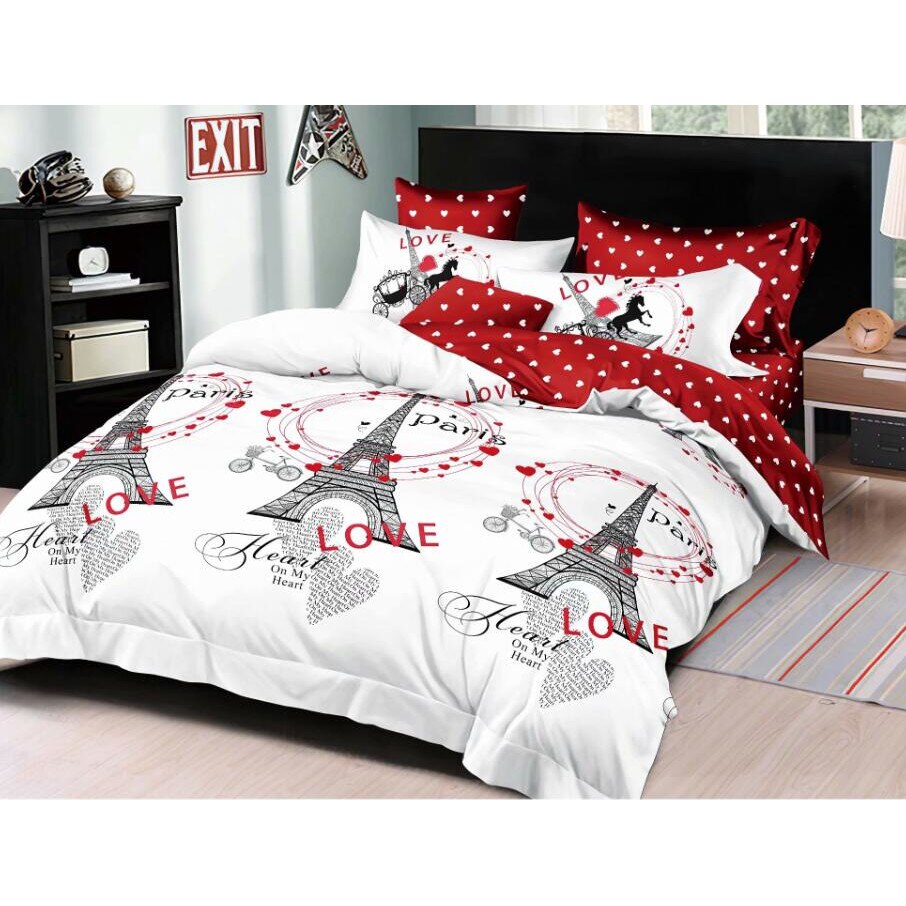 Set complet de lenjerie pentru pat dublu , din finet, cu 4 fete de perna, Evia Home FN010/47