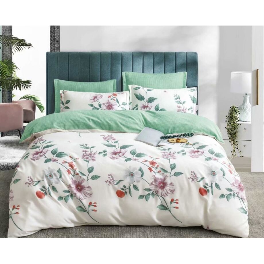 Set complet de lenjerie pentru pat dublu , din finet, cu 4 fete de perna, Evia Home FN010/61