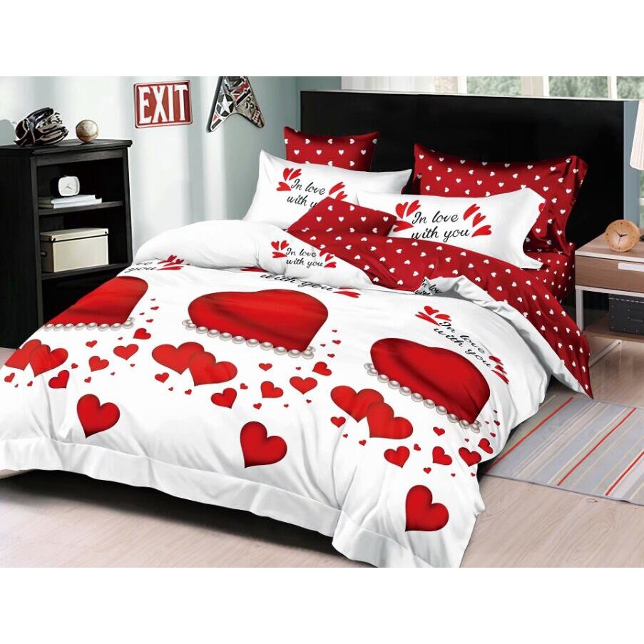 Set complet de lenjerie pentru pat dublu , din finet, cu 4 fete de perna, Evia Home FN010/49