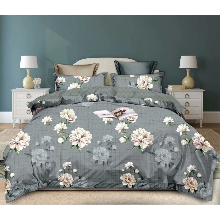 Set complet de lenjerie pentru pat dublu , din finet, cu 4 fete de perna, Evia Home FN010/71