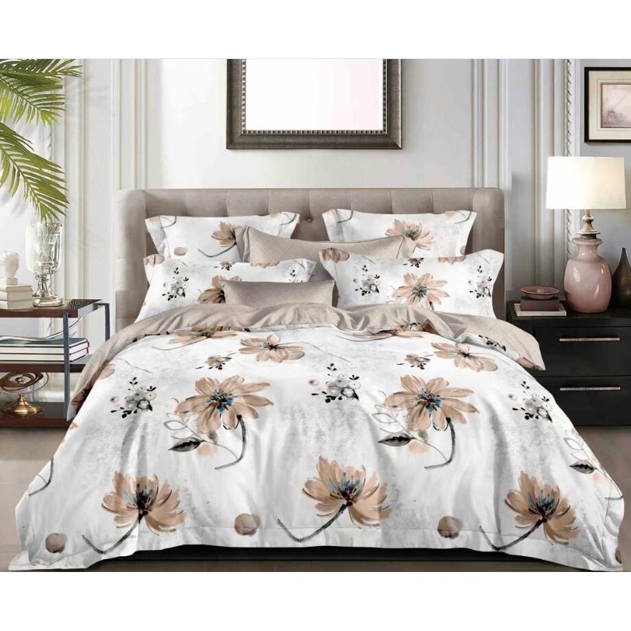 Set complet de lenjerie pentru pat dublu , din finet, cu 4 fete de perna, Evia Home FN010/65