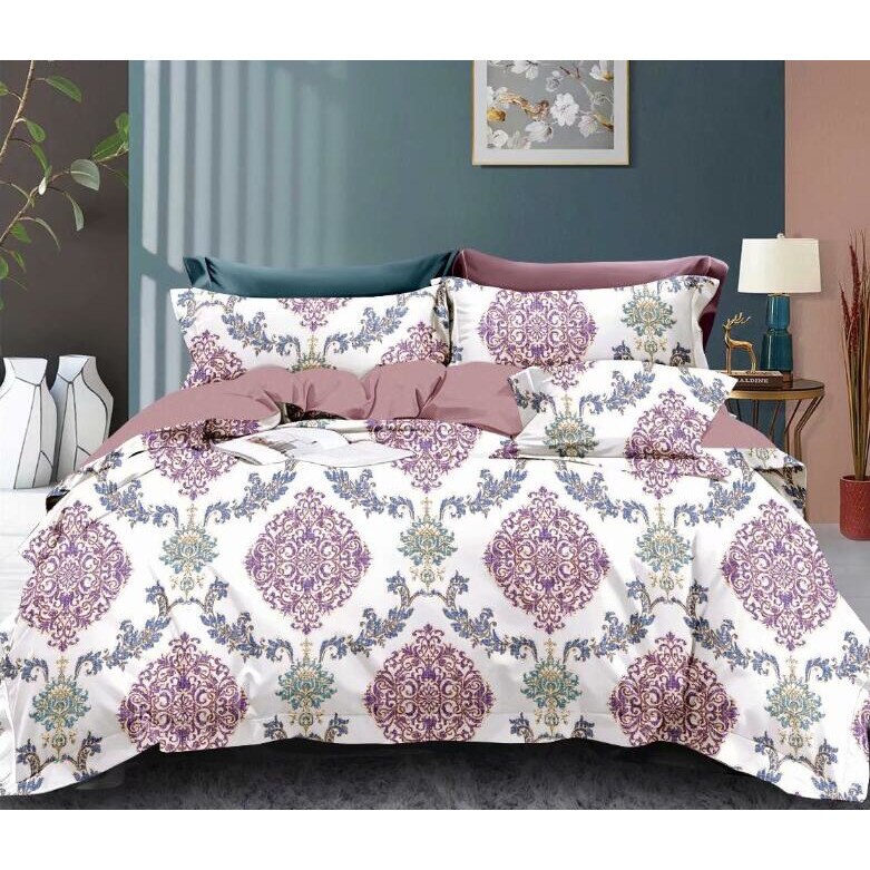 Set complet de lenjerie pentru pat dublu , din finet, cu 4 fete de perna, Evia Home FN010/70