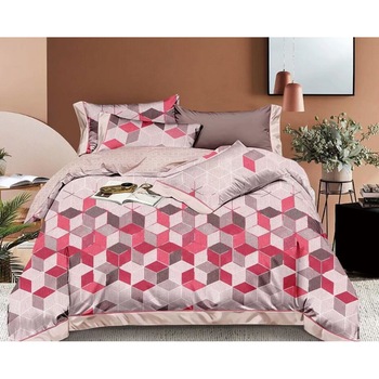 Set complet de lenjerie pentru pat dublu , din finet, cu 4 fete de perna, Evia Home FN010/69 Set complet de lenjerie pentru pat dublu , din finet, cu 4 fete de perna, Evia Home FN010/69