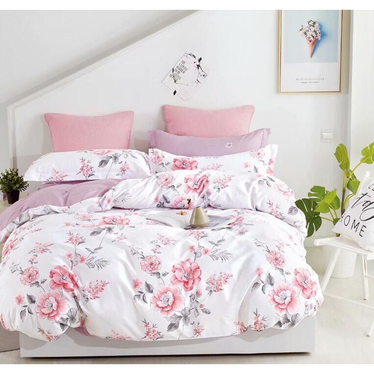 Set complet de lenjerie pentru pat dublu , din bumbac 100%, cu 2 fete de perna, Valentini Bianco , model TB010/11