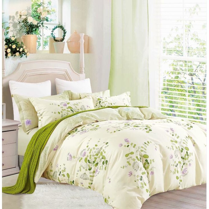 Set complet de lenjerie pentru pat dublu , din bumbac 100%, cu 2 fete de perna, Valentini Bianco , model TB010/13