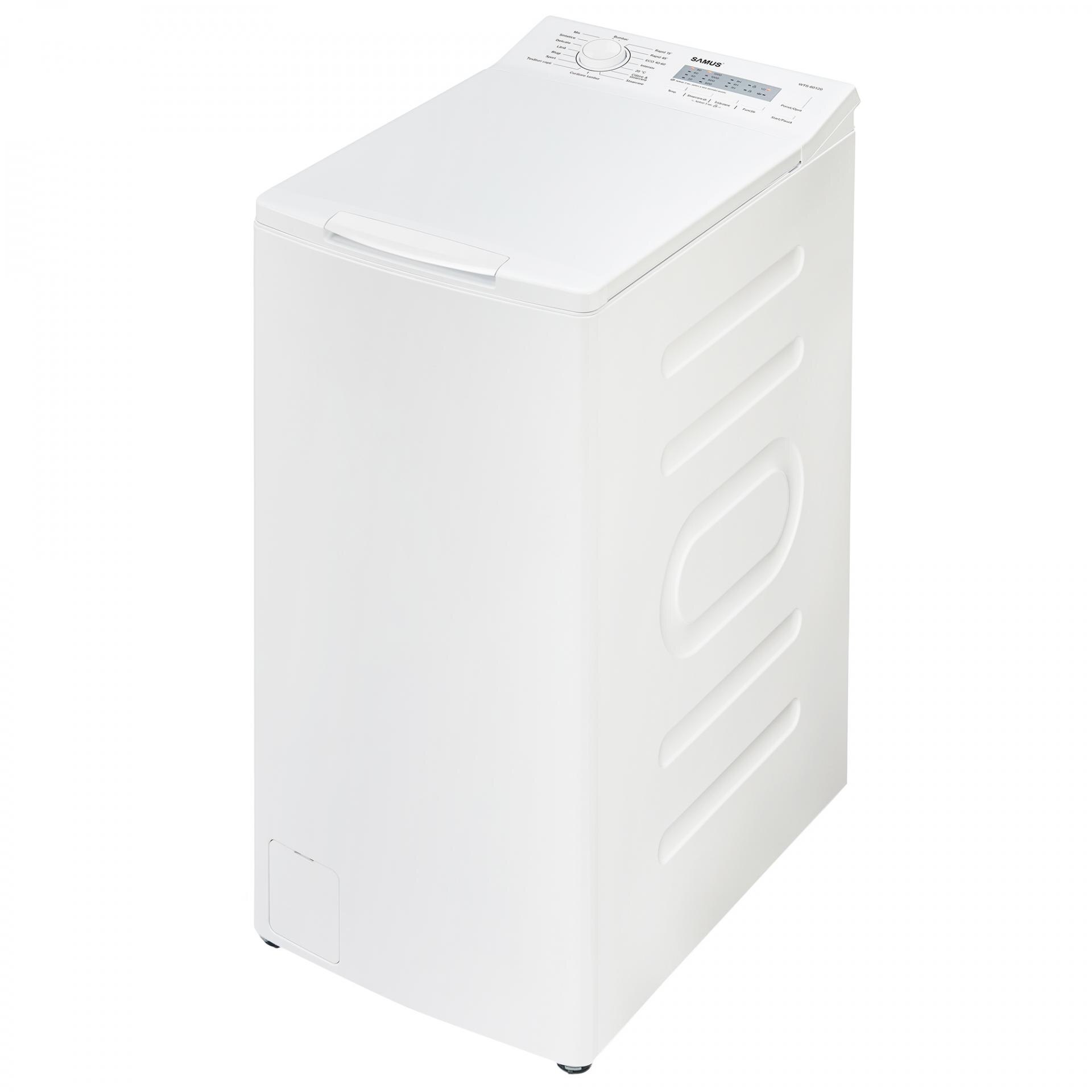 Masina de spalat rufe cu incarcare veriticala Samus WTS-60120, 6 Kg, 16 Programe, 1200 rotatii.minut, Afisaj Led, Alb