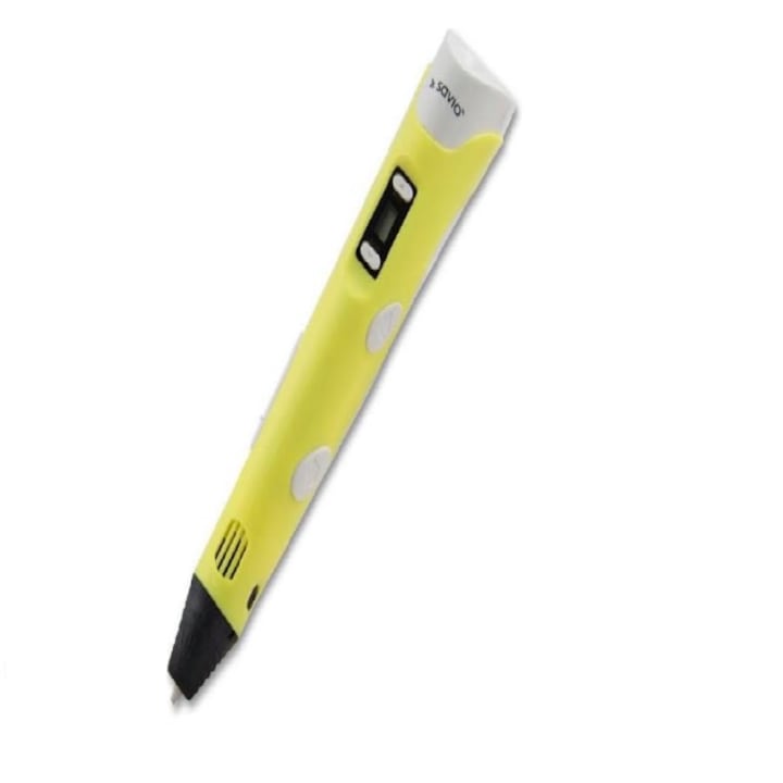 Молив с 3D печат, LED дисплей, бял/жълт