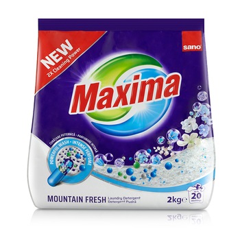 Detergent pudra Sano Maxima Mountain Fresh, 20 spalari, 2 kg Detergent pudra Sano Maxima Mountain Fresh, 20 spalari, 2 kg
