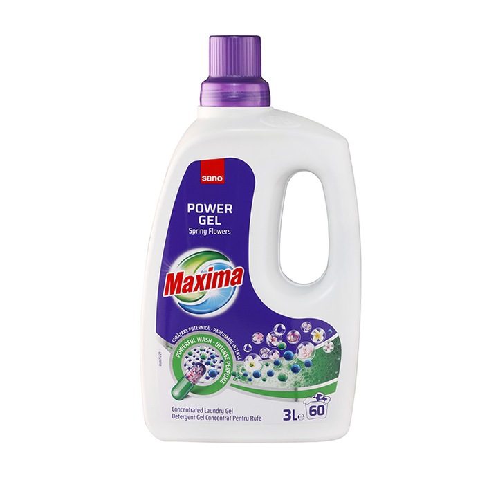 Detergent gel concentrat pentru rufe Sano Maxima Spring Flowers, 60 spalari, 3 l
