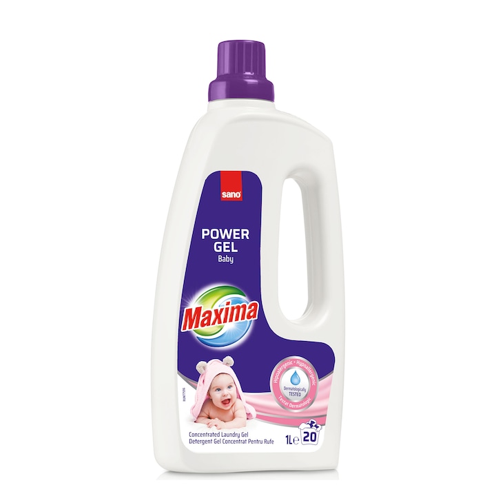 Detergent gel concentrat pentru rufe Sano Maxima Baby, 20 spalari, 1 l