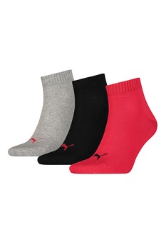 Puma, Set de sosete cu logo - 3 perechi, Negru/Gri/Rosu Puma, Set de sosete cu logo - 3 perechi, Negru/Gri/Rosu