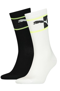 Puma, Set de sosete lungi din amestec de bumbac - 2 perechi, Negru/Alb/Verde, 39-42 Puma, Set de sosete lungi din amestec de bumbac - 2 perechi, Negru/Alb/Verde, 39-42