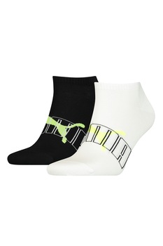 Puma, Set de sosete scurte cu imprimeu - 2 perechi, Negru/Alb/Verde Puma, Set de sosete scurte cu imprimeu - 2 perechi, Negru/Alb/Verde