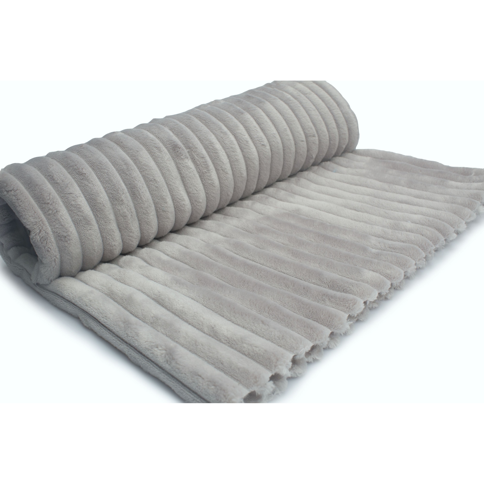 Tricotaje Polare blana, Minky cu dungi, culoare Gri deschis, dimensiune 50 x 160 cm