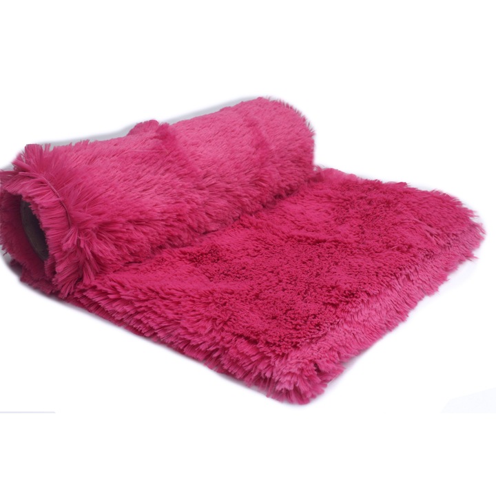 Tricotaje Polare blana, Par Minky Shaggy 18 mm, culoare Fucsie, dimensiune 50 x 160 cm