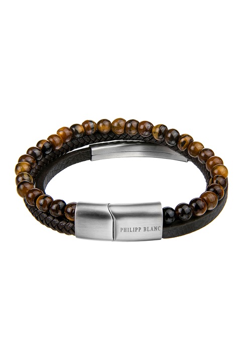 Philipp Blanc, Bőrkarkötő gyöngyökkel, Fekete/Ezüstszín