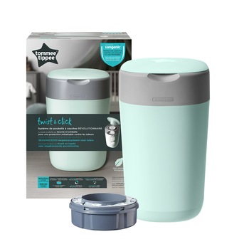 Cos pentru scutece Tommee Tippee Sangenic Twist and Click, Verde/Gri Cos pentru scutece Tommee Tippee Sangenic Twist and Click, Verde/Gri
